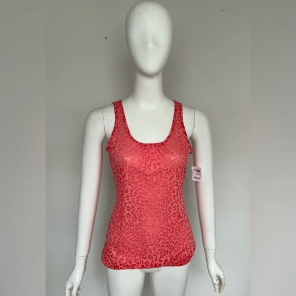 Charlotte Russe Orange Coral Leopard Print Top Size S Woman’s NWT - Picture 1 of 7